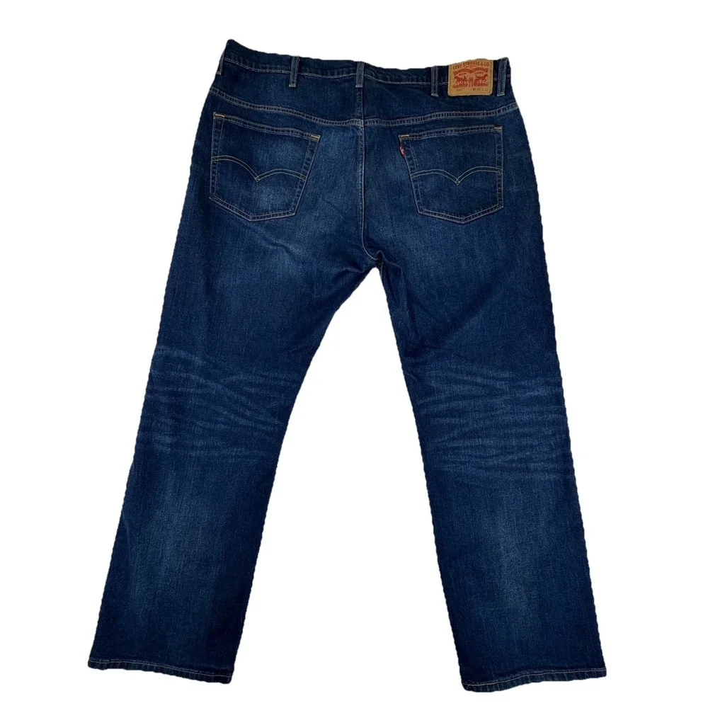 Levi's 569 Loose Straight Jeans Men's Sz 40x32 Blue Dark Wash Stretch Whiskering